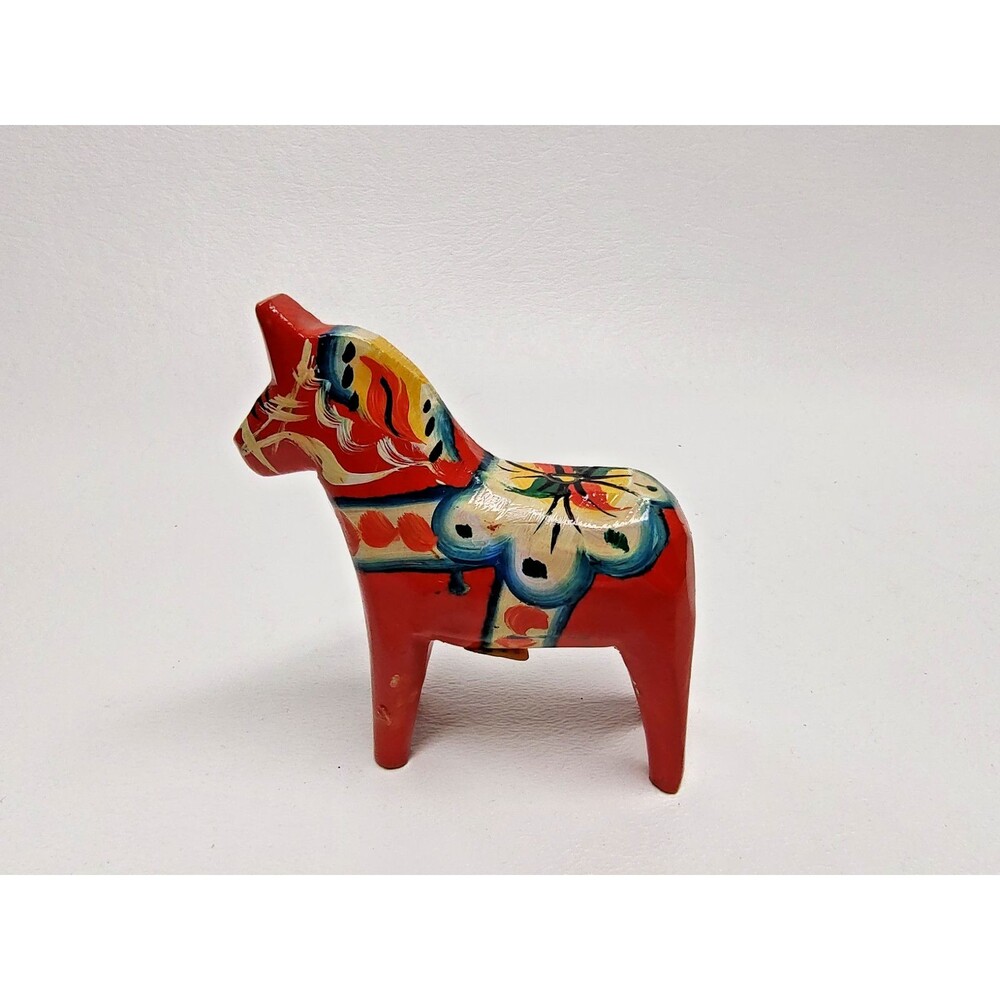 Vintage Dala Horse Wood Sweden Figurine Hand Painted Small Size 2-3/4" Tall
